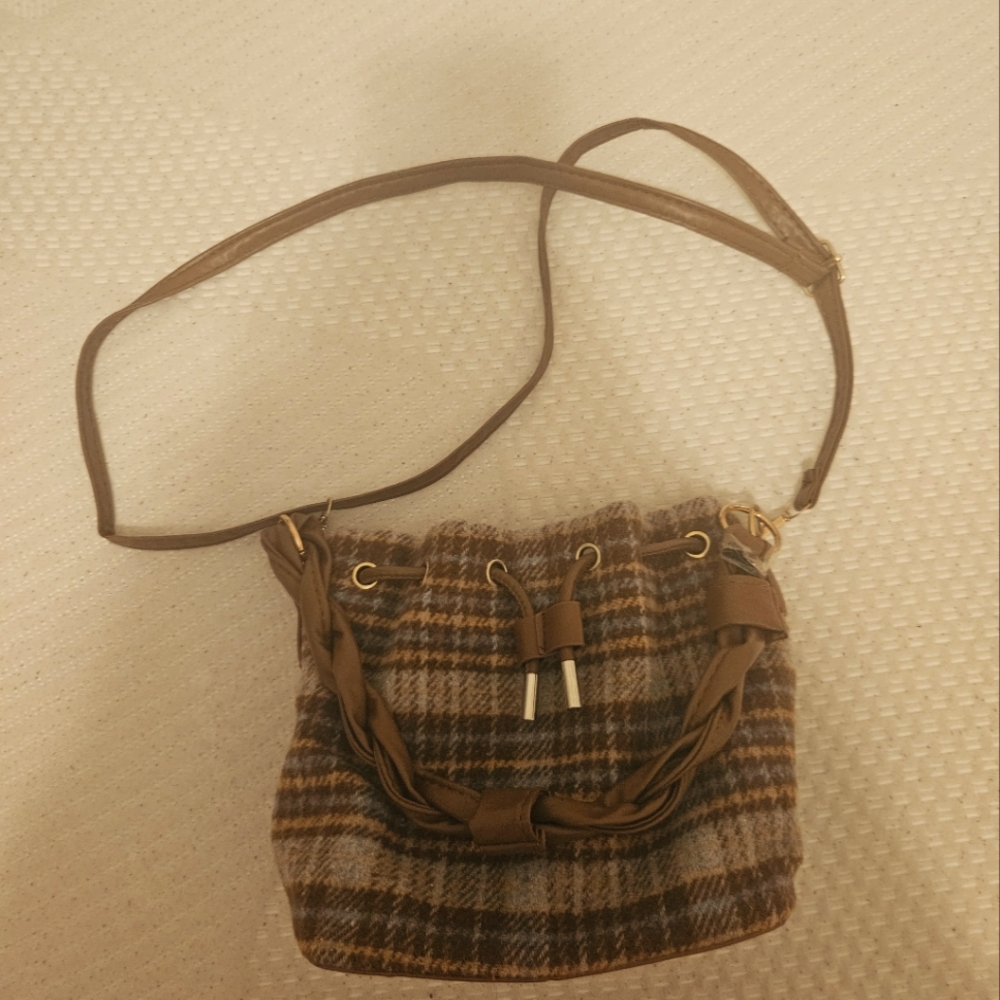Small brown plaid purse